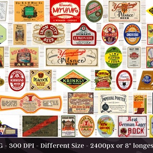 Vintage Beverage Labels Kit 82 HQ Digital JPG Bundle 2 | Retro Drink Bottle Label | Alcohol & Non Alcoholic Drink Labels | Instant Download bild 2