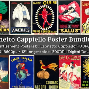 Leonetto Cappiello 36 HQ Artwork Poster Images V3 | 1920s Art Nouveau Chic Style Alcohol Beauty Poster Wall Art Collection| Instant Download