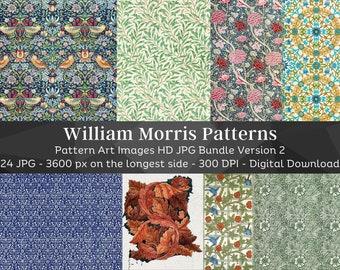 William Morris Pattern Bundle 2 / 24 HQ Image Bundle Imprimible Wall Art Classic / Vintage Pattern / Descarga digital instantánea / Uso comercial