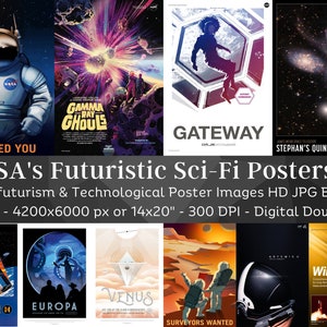 NASA Futuristic Sci-Fi Poster N3| 19 JPG HQ Digital Image Bundle| Minimalist Boys Room Space Wall Art Sci-Fi Travel Poster| Instant Download