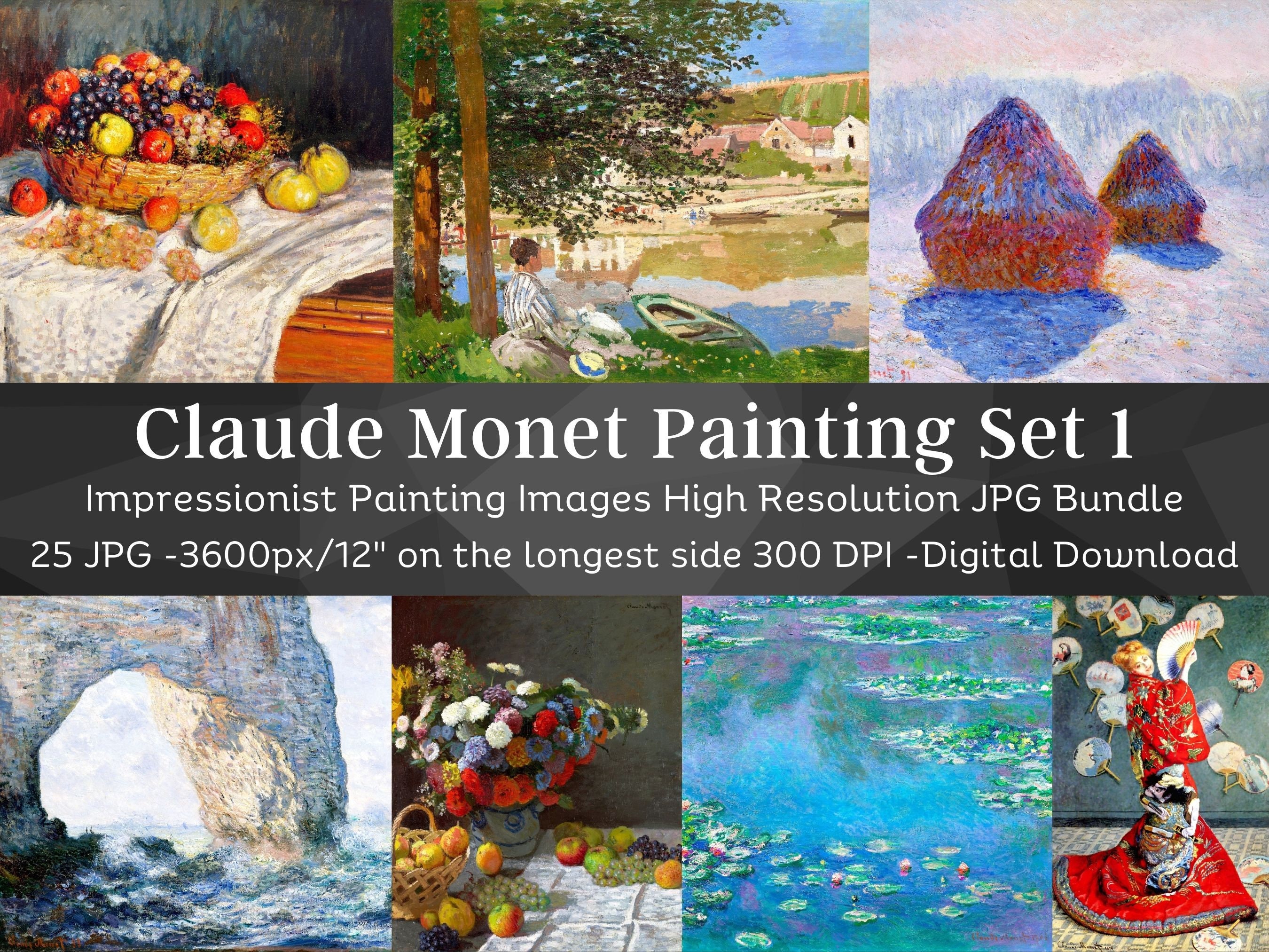 Claude Monet Paintings | 25 HQ Printable Wall Art Decor Set 1| Classic Painting Images| Living Room Impressionist Wall Art| Digital Download
