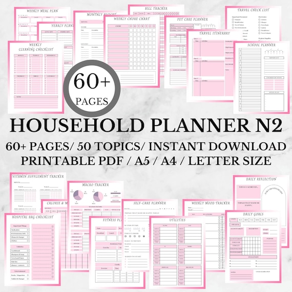 Printable Household Management Binder | Household Planner | Life Organizer PDF | Household Budget | Cleaning Plan | ADHD Home Management