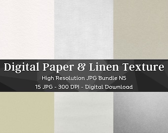 15 Textura de papel digital / Papel digital y superficies de lino / Superposición de Photoshop / Paquete de textura de papel Procreate / Álbum de recortes / Descarga instantánea