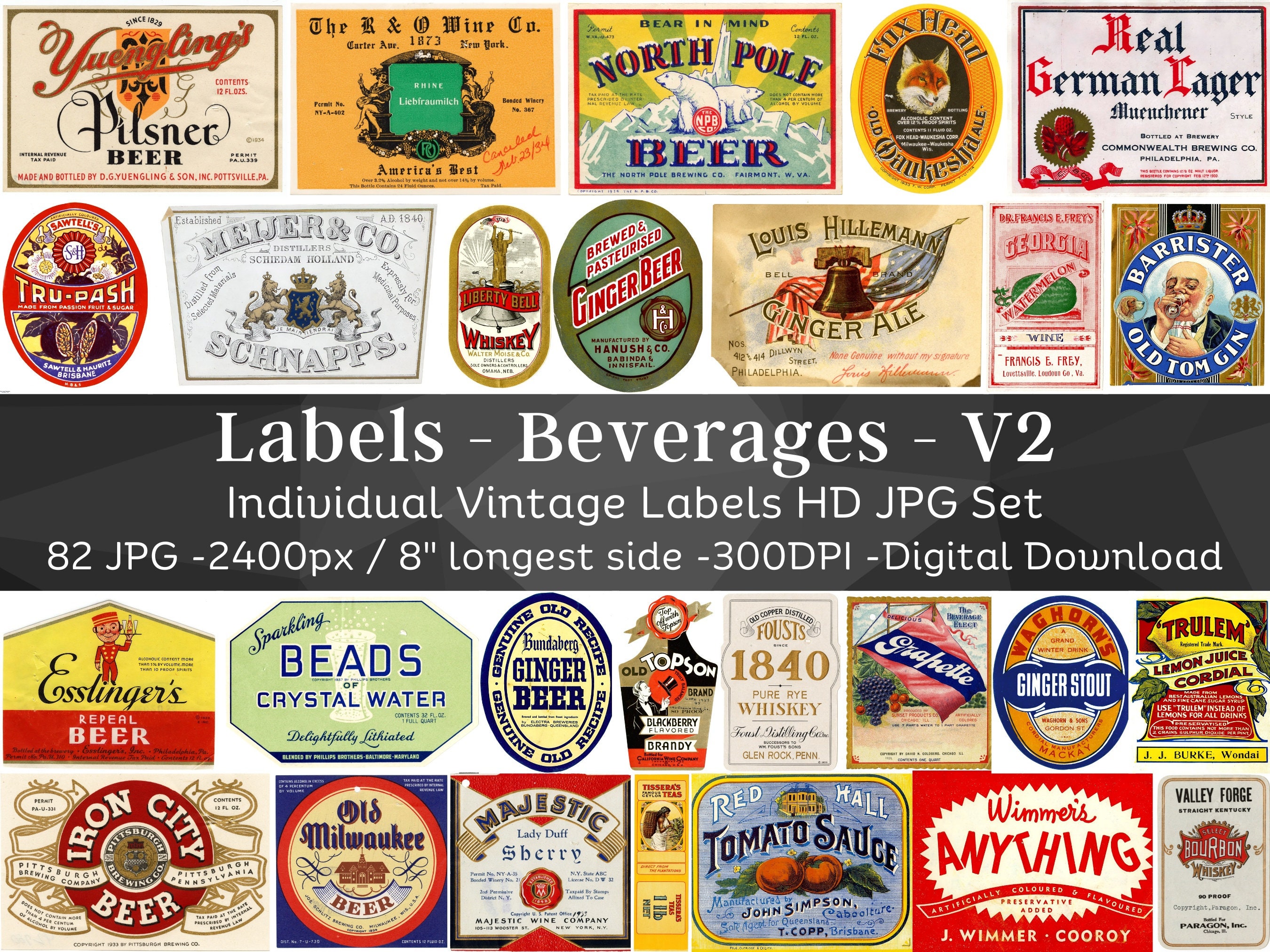 Old whiskey labels - Etsy 日本