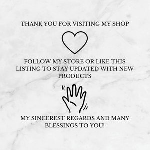 Puede incluir: Gracias por visitar mi tienda. Sigue mi tienda o dale me gusta a esta publicaci&oacute;n para mantenerte actualizado con los nuevos productos. Mis m&aacute;s sinceros saludos y muchas bendiciones!