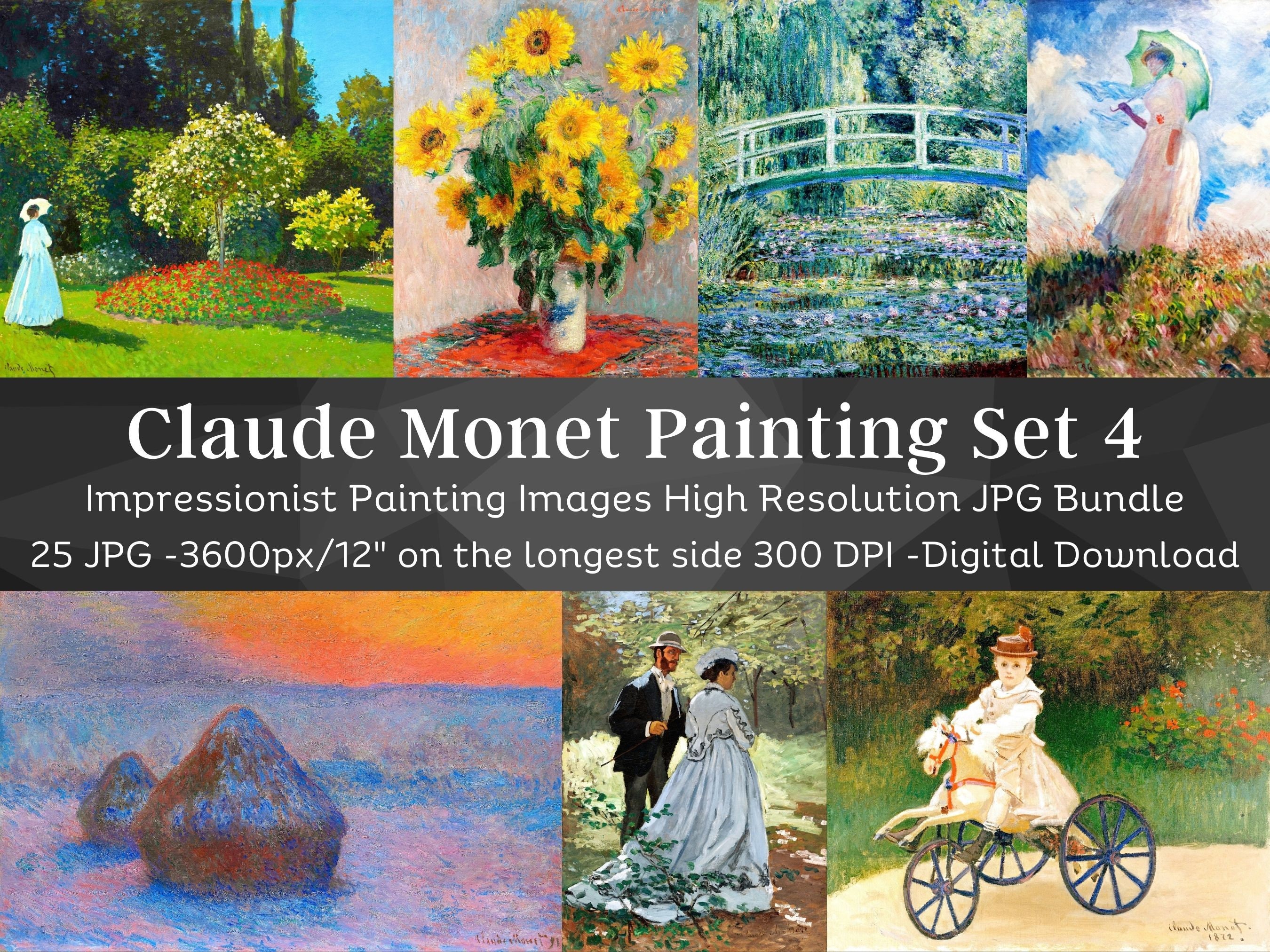 Claude Monet Paintings | 25 HQ Printable Wall Art Decor Set 4| Classic Painting Images| Living Room Impressionist Wall Art| Digital Download