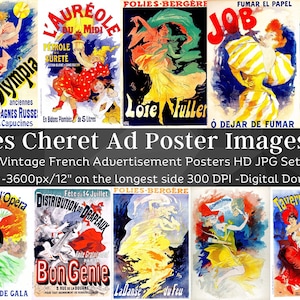Jules Cheret Vintage French Ad Poster Images Set 1 | 32 HQ Digital JPG Bundle| Antique Art Nouveau Ads Wall Art Collection| Instant Download