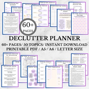 Declutter Planner | Decluttering Tips | Declutter Challenge | Life Organizer Pdf | Printable ADHD Household Management Binder| Cleaning List