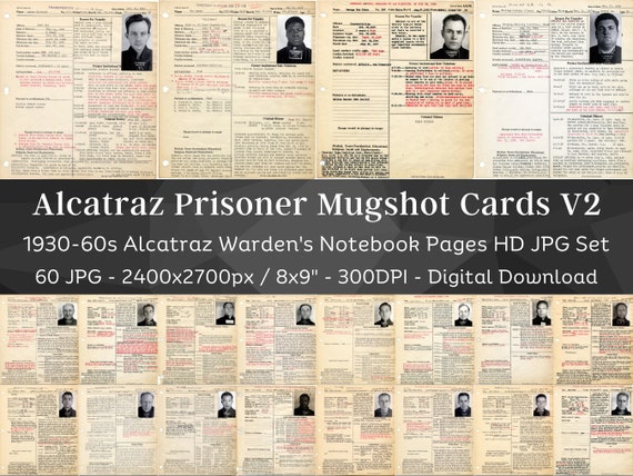 60 Vintage Alcatraz Inmate Prison Records With Mugshots HD Image