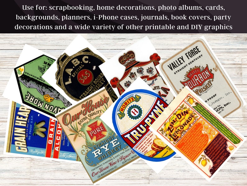 Vintage Beverage Labels Kit 82 HQ Digital JPG Bundle 2 | Retro Drink Bottle Label | Alcohol & Non Alcoholic Drink Labels | Instant Download bild 9