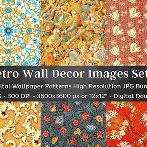 Retro Floral Wallpapers | 20 Digital Vintage Wallpapers V5 | Old Rustic Digital Wallpaper Texture | Scrapbook, Background | Instant Download