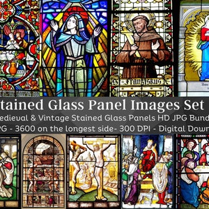 Medieval Renaissance Stained Glass Images| 35 HQ Digital Image Bundle Set 2| Antique Christian Art| Gothic Window| Instant Download| Com.Use