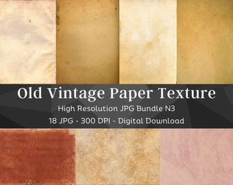 18 Vintage Paper Texture | Photoshop Overlay | Brown Digital Paper Texture Set 3 | Procreate Paper Texture Bundle| Scrapbook| Commercial Use