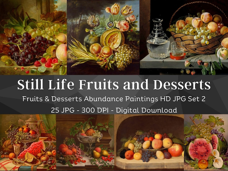 Still Life Paintings 25 HQ Digital Fruits Image Bundle - Etsy