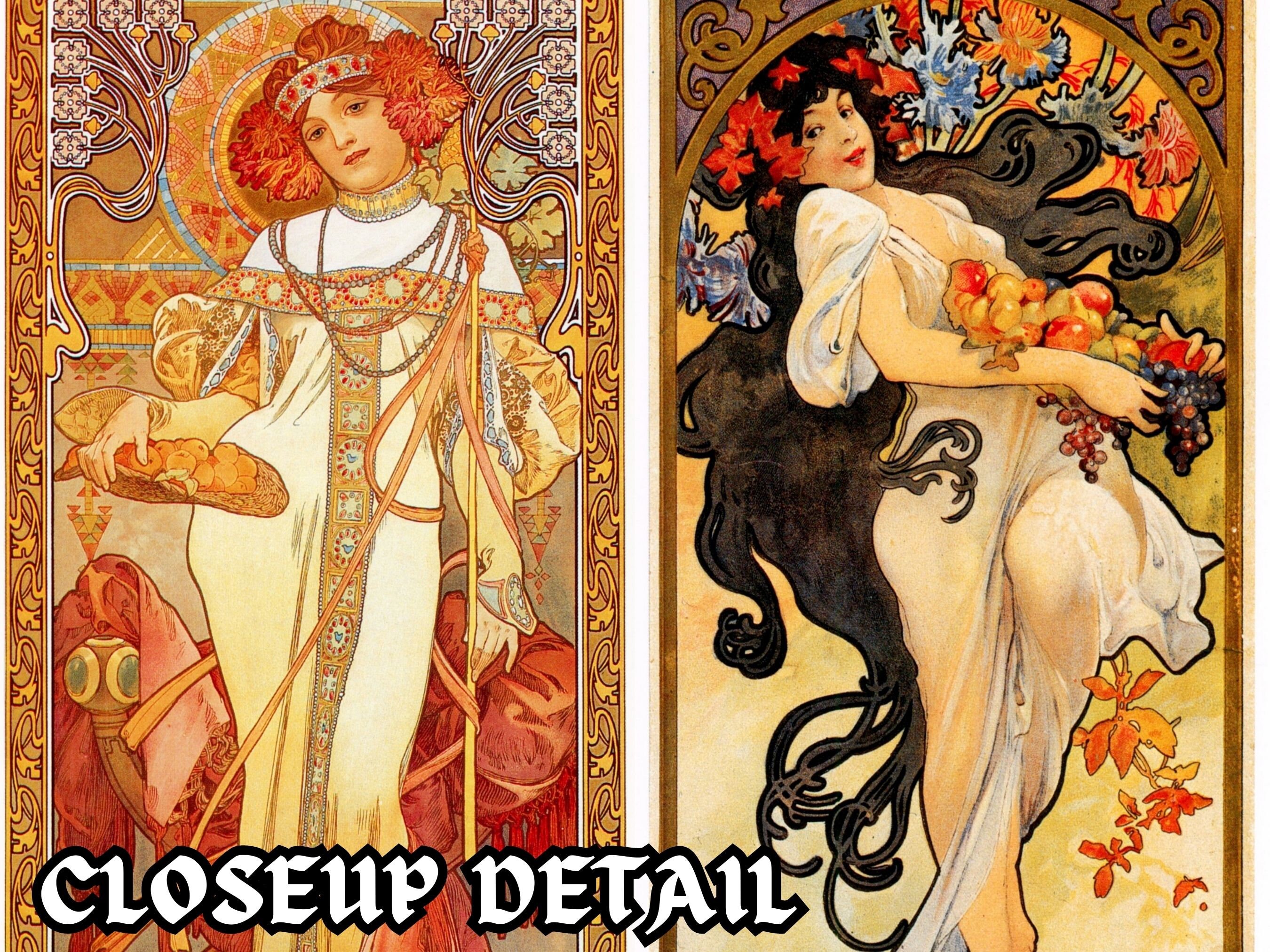 Alphonse Mucha アート作品 2点セット Alphonse Mucha Long Artwork Poster Images Set 1 | 45 HQ