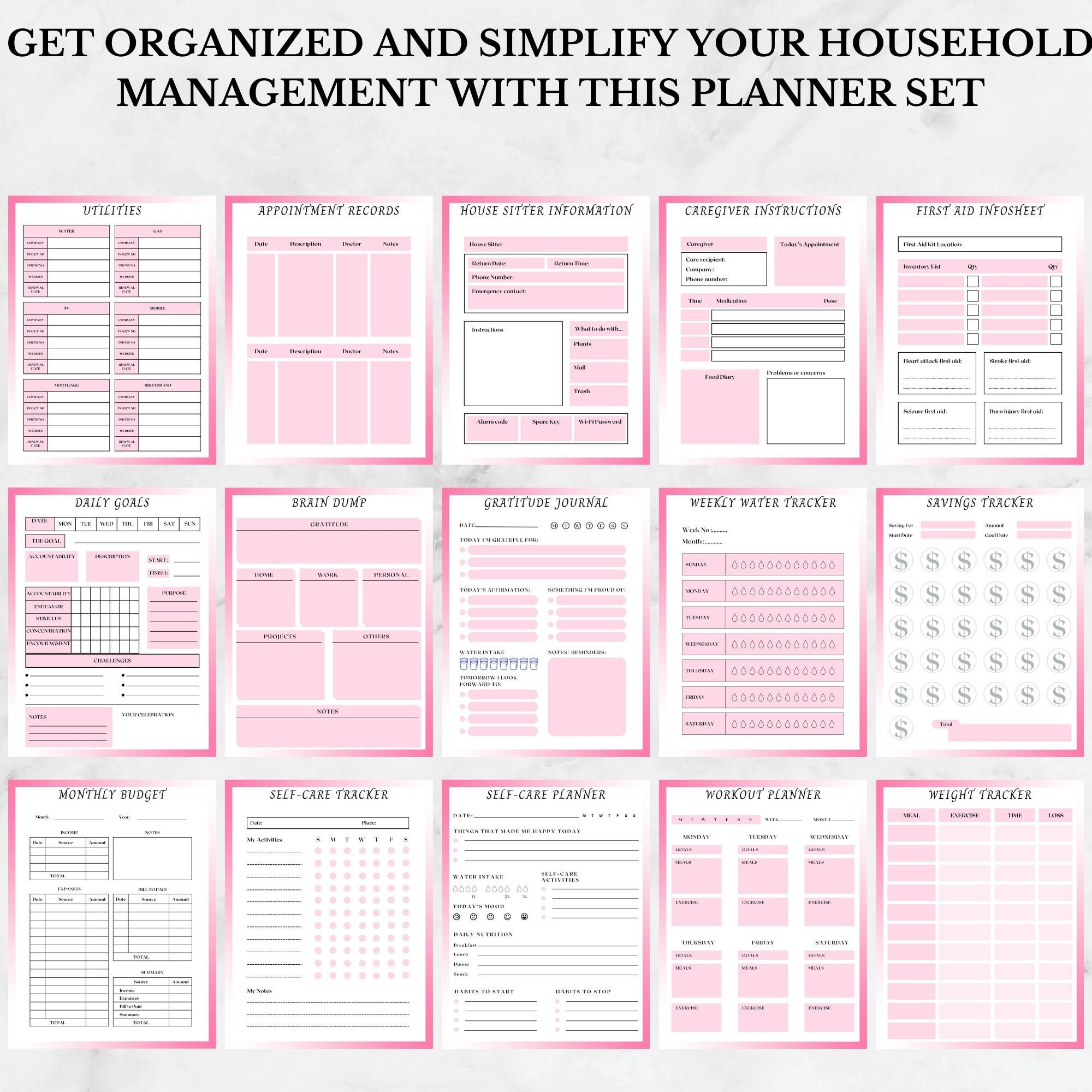 Printable Household Management Binder Household Planner Life Organizer ...
