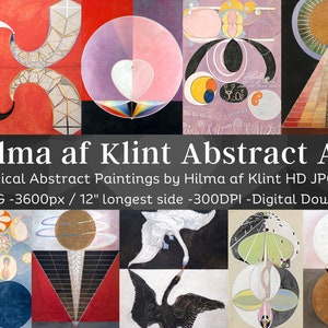 Hilma af Klint 36 pinturas místicas abstratas | Pinturas clássicas de arte de parede para impressão metafísica filosófica espiritual | Download digital