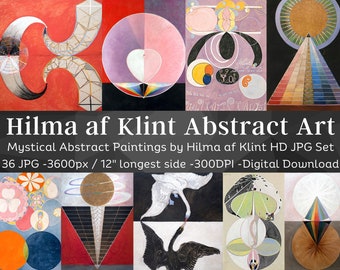 Hilma af Klint 36 Abstract Mystical Paintings | Spiritual Philosophical Metaphysical Printable Wall Art Classic Paintings | Digital Download