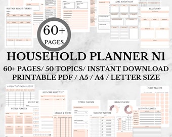 Planejador doméstico | Organizador de vida PDF | Pasta de gerenciamento doméstico para impressão | Gerenciamento residencial de TDAH | Orçamento Familiar | Plano de Limpeza