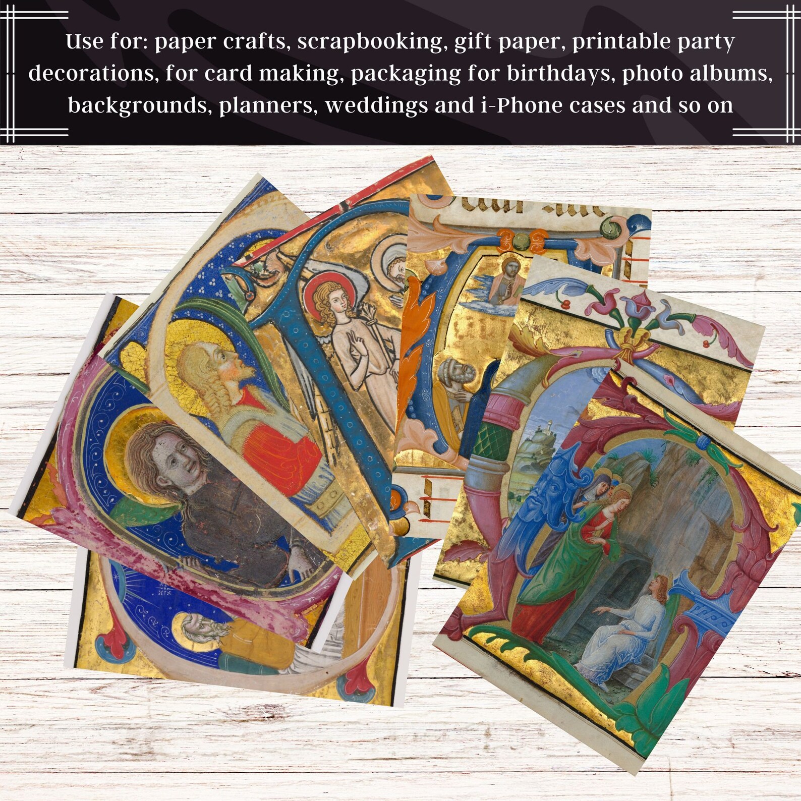 25 Illuminated Manuscripts Pages | Medieval Junk Journal | Historiated ...