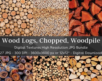 Digital Wood Logs Texture Pack | 27 Wood Grain Paper | Printable Scrapbook Background | Natural Weathered Wood | Instant Download| Com. Use