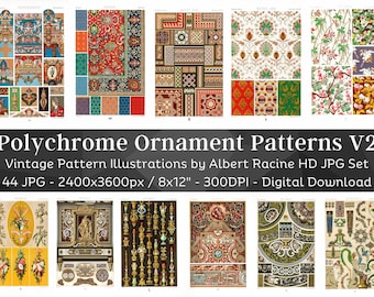 多色装飾 44 アンティーク パターン イラスト V2 | ギリシャ ローマ ルネッサンス 中国 日本語 デジタル ペーパー スクラップブック ジャンク ジャーナル キット