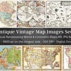 25 Antique Map Images | Medieval Renaissance Maps Set 1 | Scrapbook Junk Journal World Map | Vintage Retro Map | Instant Download | Com. Use