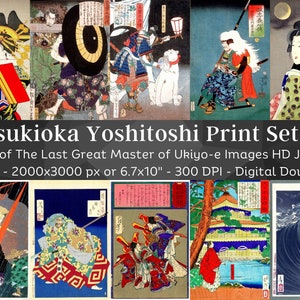 Tsukioka Yoshitoshi Woodblock Print Artwork Images Set 4 | 45 HQ Digital JPG Bundle | Vintage Japan | Ukiyo-e Art Painting| Instant Download
