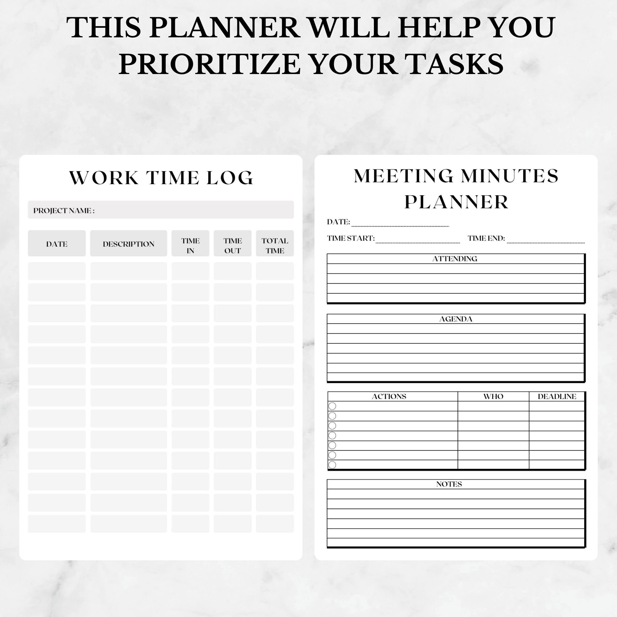 Work Planner Printable Work Schedule Office Organizer Pdf Office Prints ...