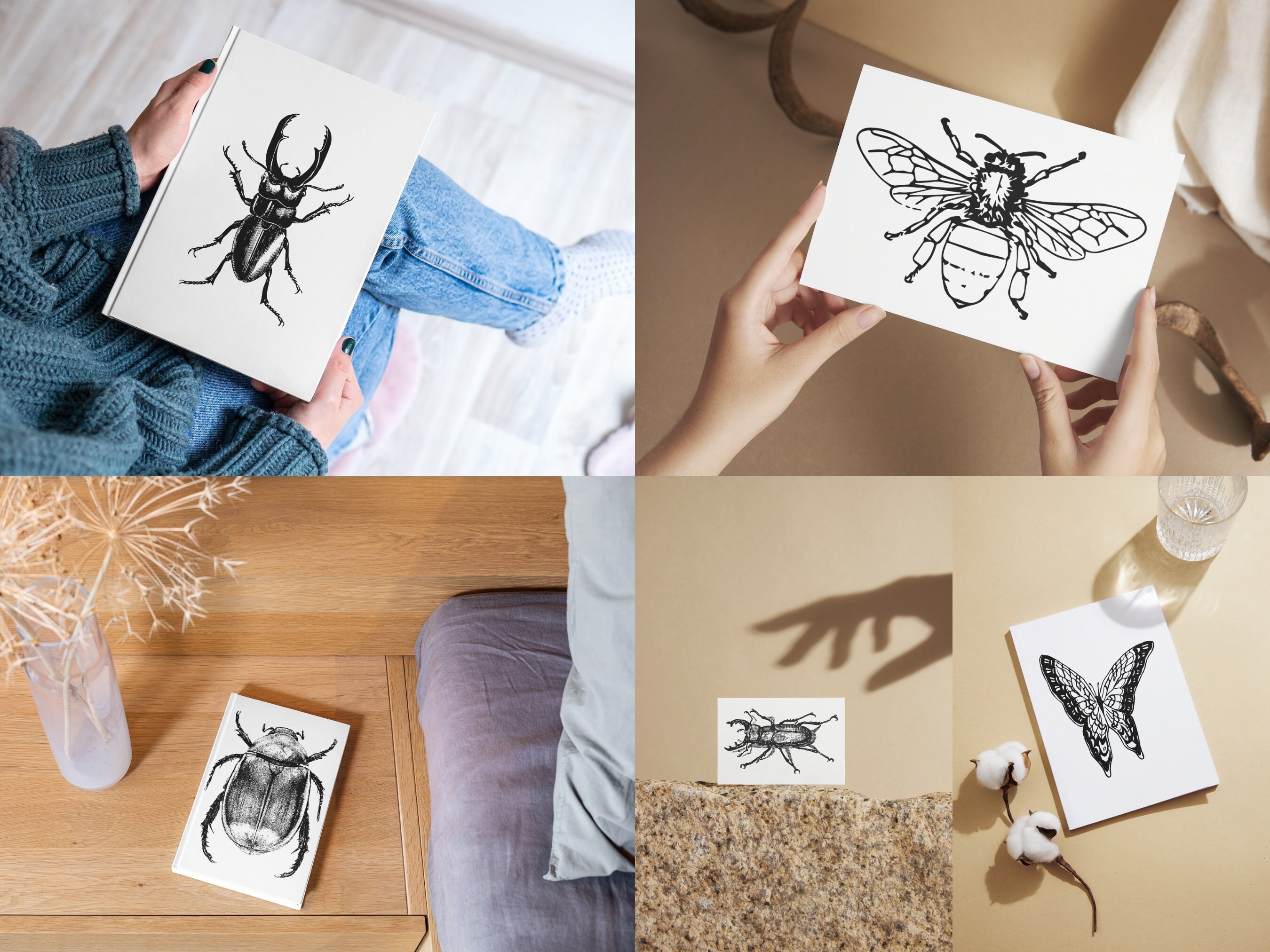 Insects Cut Insect Clipart 100 PNG & SVG Set| Bug Silhouette Ant Bee Butterfly Fly ...