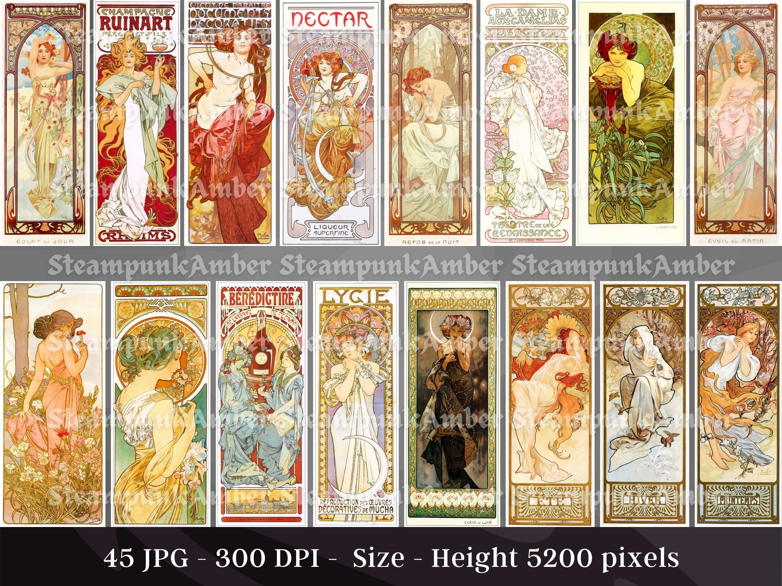 【額装セット】【DEATH NYC】Snoopy ×Alphonse Mucha Alphonse Mucha Long Artwork Poster Images Set 1 | 45 HQ Digital