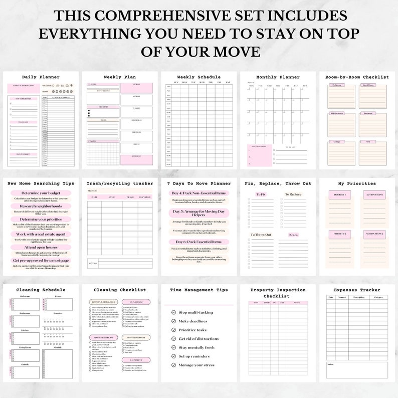 Moving Planner Printable | Moving Binder Pdf | Moving Checklist, List ...