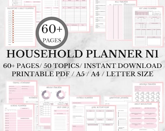 Gerenciamento residencial de TDAH para impressão | Planejador doméstico | Organizador de vida PDF | Pasta de Gestão Doméstica | Orçamento Familiar | Plano de limpeza