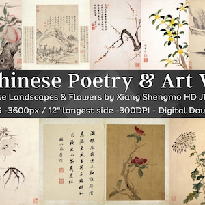 Xiang Shengmo Poesia cinese e arte Xilografie 42 Illustrazioni digitali HQ V1 / Gusto elegante Paesaggio Fiore Pittura Decorazione orientale