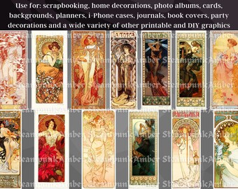 Alphonse Mucha Long Artwork Poster Images Set 1 | 45 HQ Digital