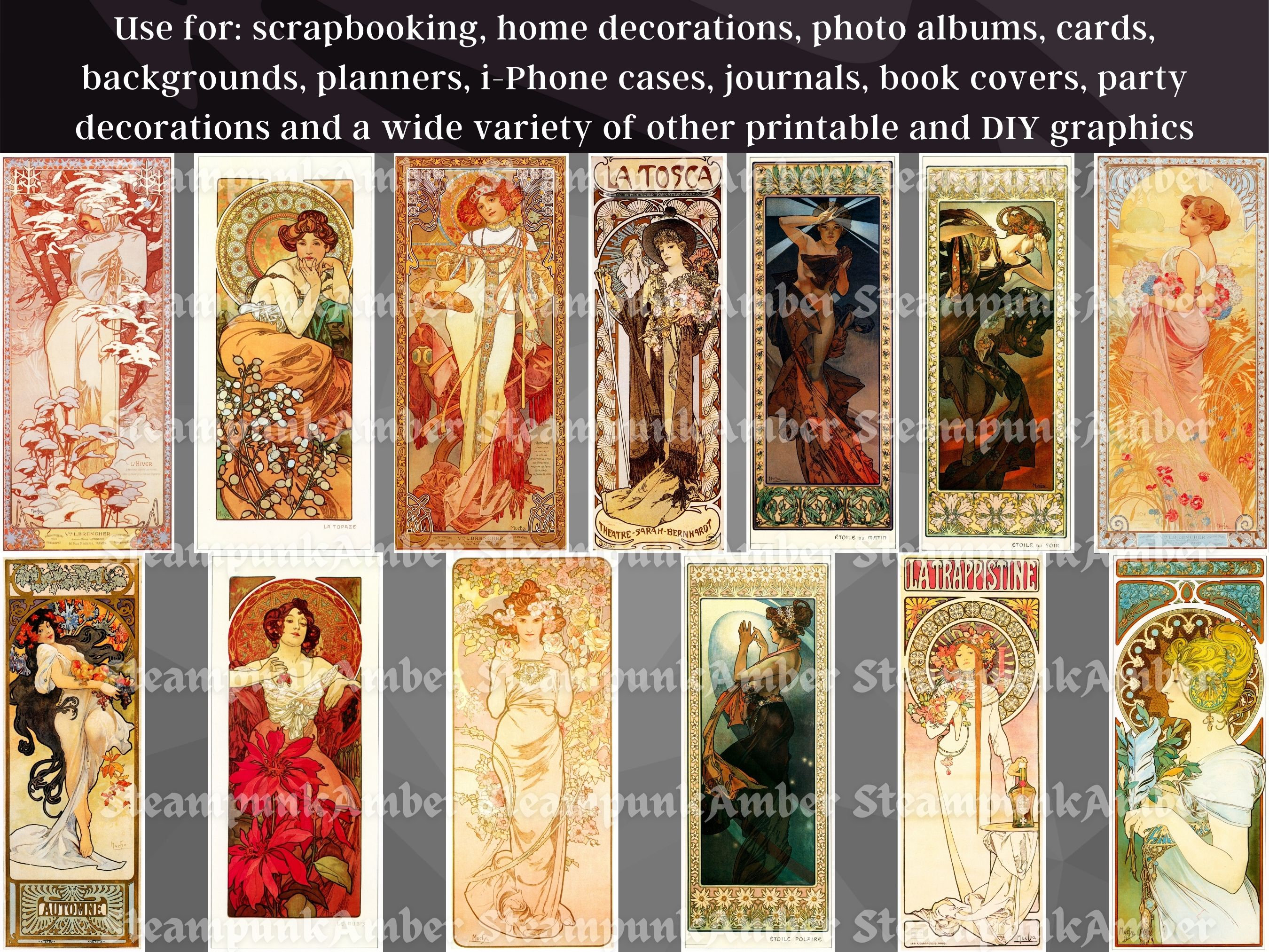 Der Tagesschein de Alfons Mucha : Tableau Alu, Plexi, Toile, Papier