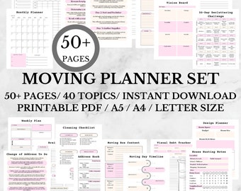 Moving Planner Printable | Moving Binder Pdf | Moving Checklist, List, Gift | Declutter Planner | Moving Tips & Hacks | Cleaning Checklist