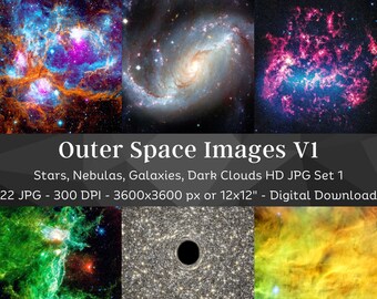 Outer Space Image Bundle | 22 HQ Printable Space Poster Hubble Telescope Art | Galaxy Universe Space Cosmos Nebula Art | Astronomy Gifts