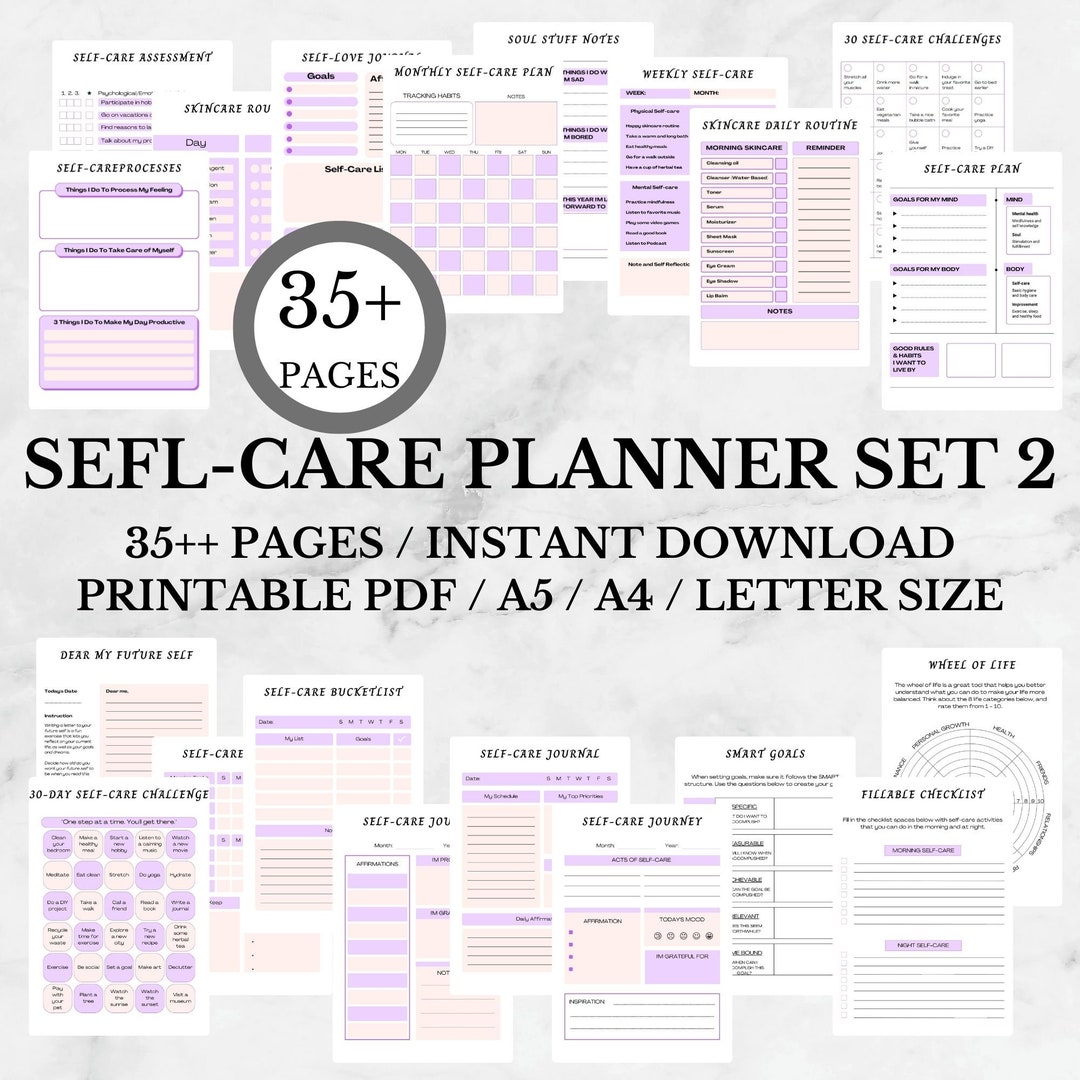 Self-care Planner Printable | ADHD Planner Bundle | Mental Health Self ...
