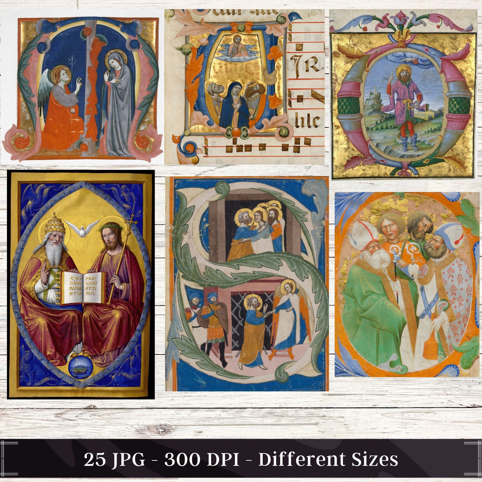 25 Illuminated Manuscripts Pages | Medieval Junk Journal | Historiated ...