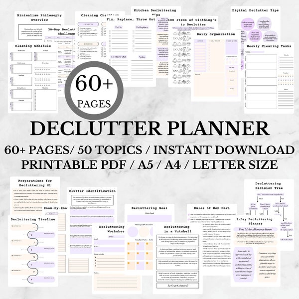 Declutter Planner | Decluttering Tips | ADHD Household Planner| Life Organizer Pdf| Printable Household Management Binder| Cleaning Schedule