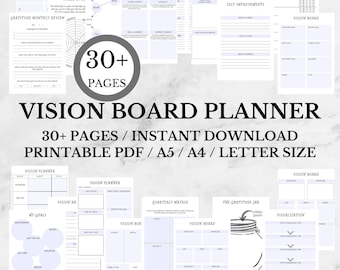 Printable Vision Board | Mental Health Planner | Self-Care Worksheet | Journaling Pages | Wellness | Dream Manifestation Self Love Pdf