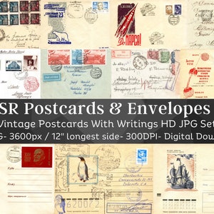 49 cartes postales et enveloppes manuscrites vintage de l'URSS | Lot de papier soviétique | Kit papier numérique ancien| Carte postale vintage Ephemera | Téléchargement instantané