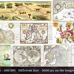 25 Antique Map Images | Medieval Renaissance Maps Set 2 | Scrapbook ...