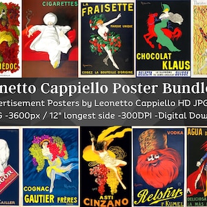 Leonetto Cappiello 37 HQ Artwork Poster Images V1 | 1920s Art Nouveau Chic Style Alcohol Beauty Poster Wall Art Collection| Instant Download