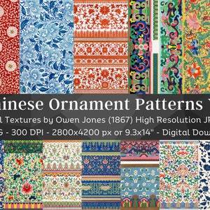 22 Vintage Digitales Blumenmuster | Chinesisches Ornament Textur N4 | Scrapbook Hintergrund | Retro Blumen Wallpapers| Sofort Download | Kom. Verwendung