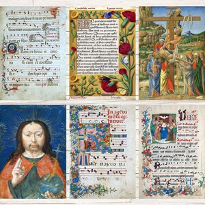 32 Illuminated Manuscripts Pages | Medieval Junk Journal | Book of ...