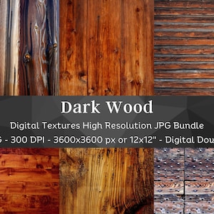 Digital Dark Wood Texture / 26 Brown Wood Paper / Scrapbook Wood Panel Background / Dark Rustic Wood Wall / Download istantaneo / Uso commerciale