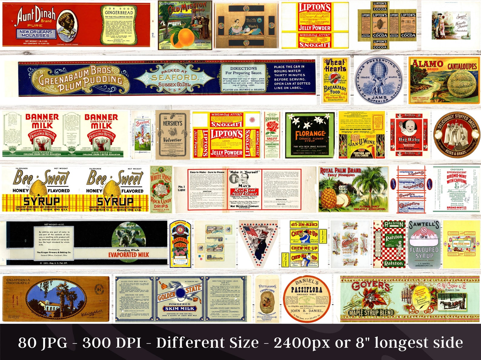 Vintage Sweets Labels Kit 80 HQ Digital JPG Bundle 3| Retro Candy Label ...