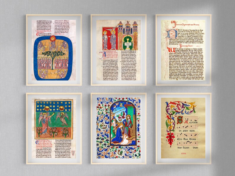 Manuscript Frame Illuminated Manuscript 36 Medieval Religious Renaissance Illustrations ...